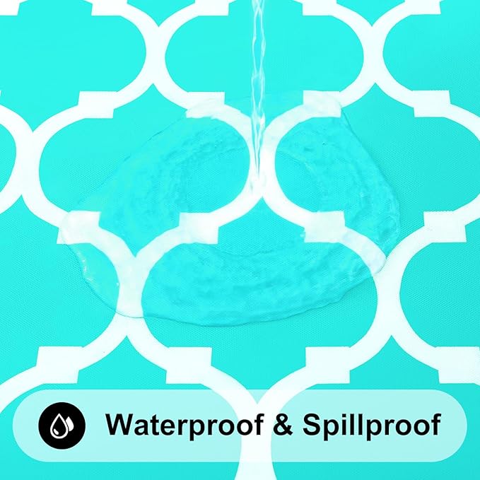 Smiry Rectangle Picnic Table Cover, Waterproof Elastic Fitted Camping Tablecloths for 6 Foot Tables, Wipeable Flannel Backed Vinyl Tablecloth Protector for Indoor, Outdoor (Teal, 30x72 Inches)