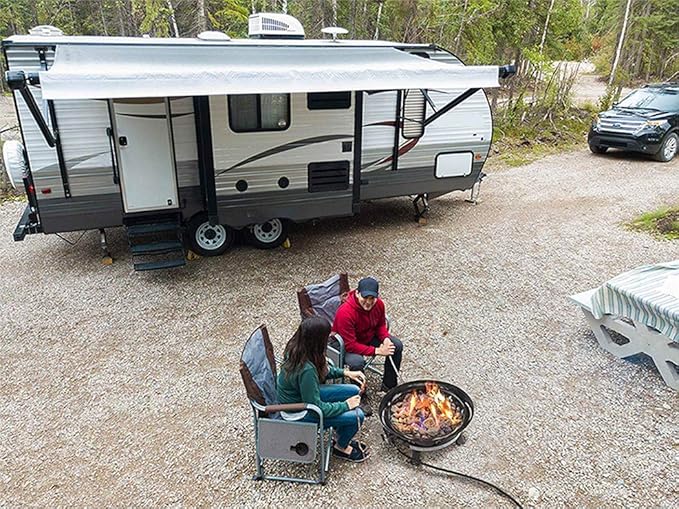 Outland Living Firebowl Smokeless Fire Pit, Round Outdoor Portable Propane Gas Fire Pit with UV and Weather Resistant Durable Cover, 24-Inch Diameter 58,000 BTU, Black, 883 Mega, For Outside Use