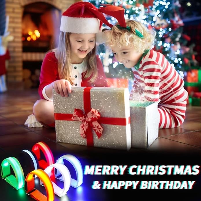 Dilabnba XL Glow Bracelets 6PCS, Reflective LED Bracelets - Adjustable Light Up Arm Bands for Adults Kids Night Running/Cycling Safety, Pet Safety Light, Concerts Rave Party Supplies (Multi-Color)