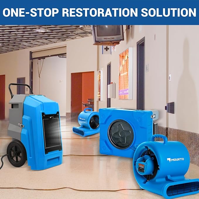 MOUNTO Water Damage Restoration Combo Package Deals (6xAir Mover, 1X Air Scrubber, 1X LGR Dehumidifiers)