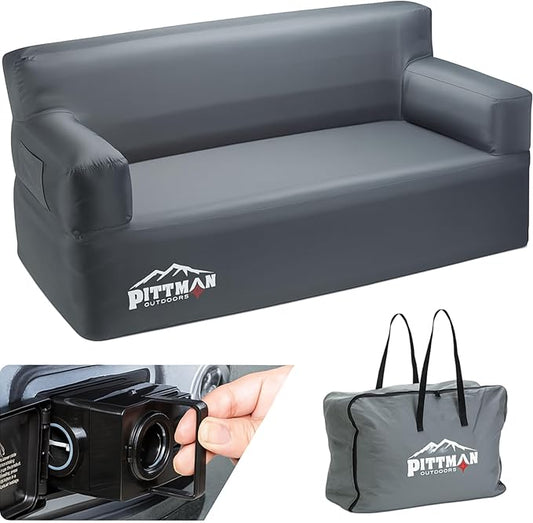 Pittman - Camping Inflatable Couch with Built in Pump for Outdoors & Indoors - Blow Up Couch for Camping has Heavy Duty Puncture Resistant Fabric for Inflatable Sofa Comfort, Support & Durability