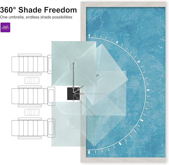 PURPLE LEAF 10 FT Cantilever Patio Umbrella Outdoor Aluminum Offset Square Umbrella with 3 Years Fade Resistance Recycled Fabric and 360-degree Rotation for Deck Pool Garden, Mint Green