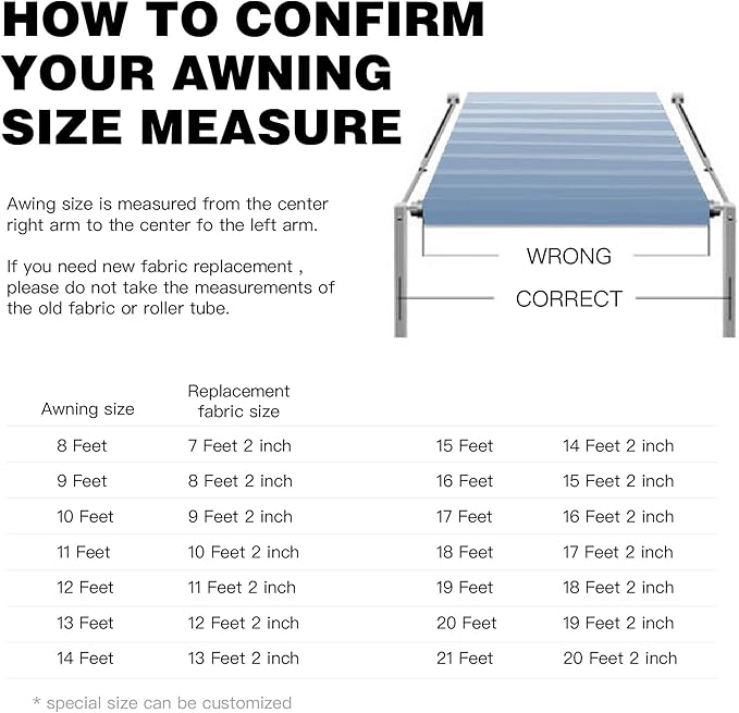 AWNLUX RV Awning Fabric Replacement Waterproof Vinyl Shade Screen for Awnings Camping Universal Fit Fabric Sun Shade UV Sun Blocker Canopy RV Awning Shade Shelter Charcoal Fade-11' (Fabric 10'2")