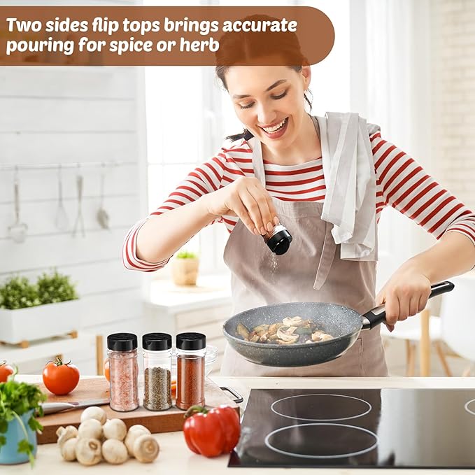 Jadive 36 Pcs 8.5 oz Plastic Spice Jars with Shaker Lids Clear Spice Bottles Plastic Seasoning Containers Empty Shaker for Kitchen Storing Herbs Seasoning Powders Pepper Dry Goods