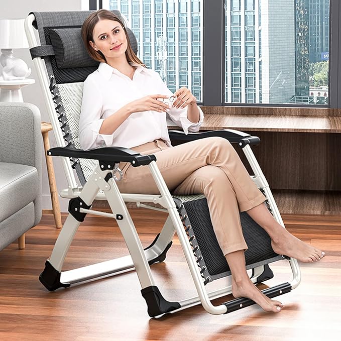 ABORON Padded Zero Gravity Chair,Premium Outdoor Lawn Folding Lounge Chairs,Sturdy Adjustable Reclining Patio Chairs with Headrest & Tray