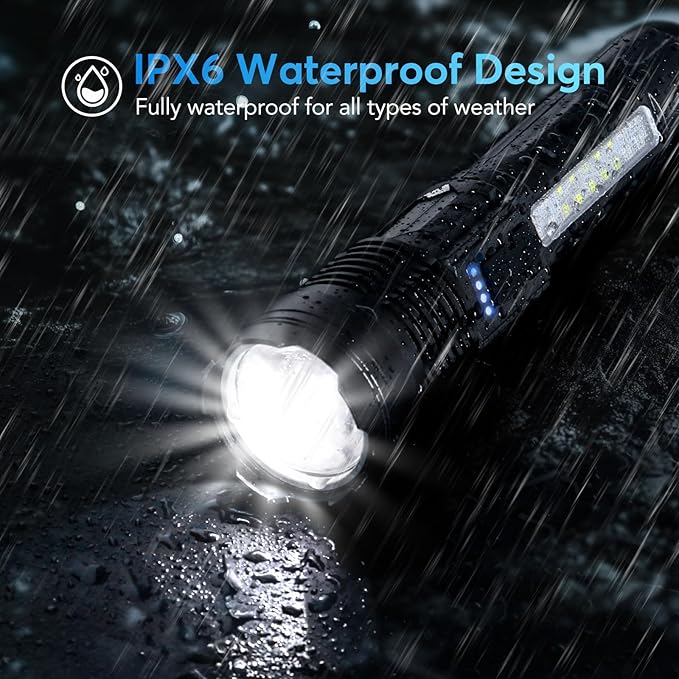 JIJ Flashlight 3 Pack, Rechargeable Flashlights High Lumens, 7 Modes LED Flashlight with IP67 Waterproof, Adjustable Handheld Tactical Flashlight for Camping, Home Emergency, Outdoor