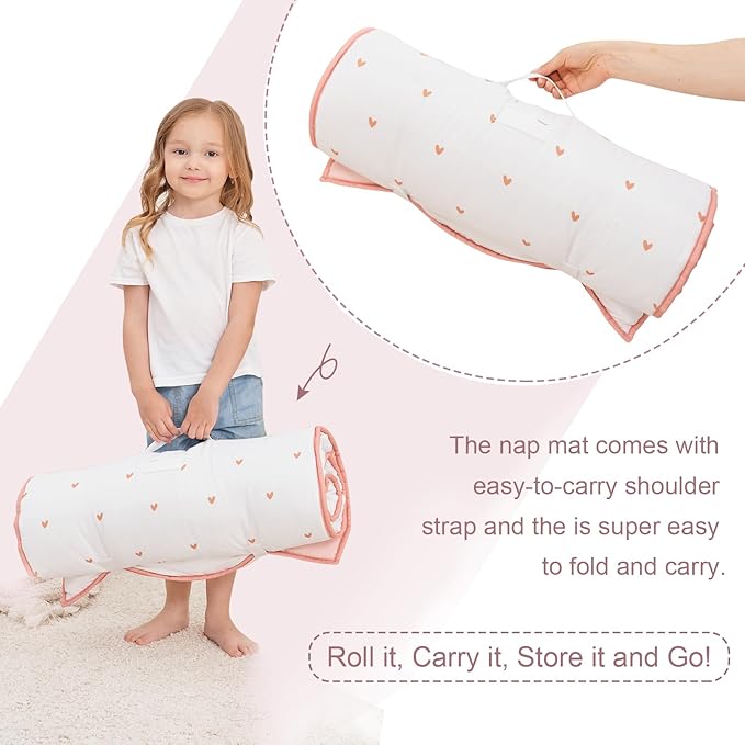 Extra Large Toddler Nap mat by Cokouchyi, Toddler Sleeping Bag with Removable Pillow, Measures 53 x 21 x 1.5 Inches, Sleeping Mat, Ideal for Daycare and Preschool Kindergarten