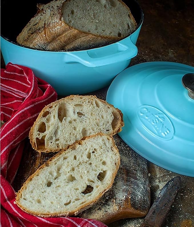 La Cuisine 2175MB Enameled Cast Iron Dutch Oven, Casserole, Pot, 5-Quart (QT) - Matte Black Enamel Interior, Teal Porcelain Enamel Coating Finish Exterior