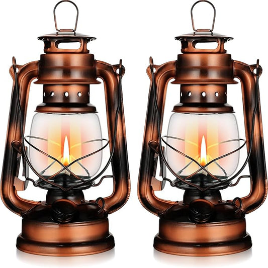 Retisee 2 Pcs Hurricane Lantern 10 Inch Original Oil Burning Lantern Decorative Kerosene Vintage Oil Lamp Hanging Kerosene Fuel Lamps for Outdoor Indoor Home Patio Camping, Bronze