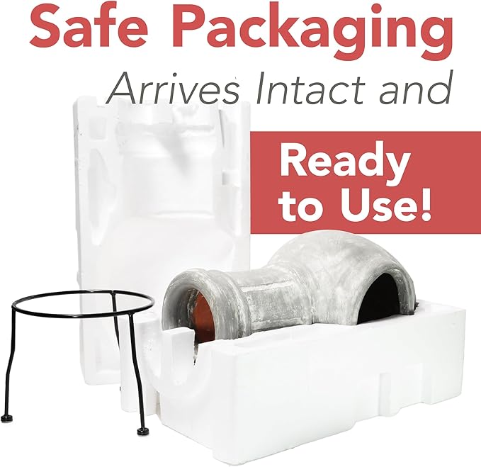 Wiosi Small Chiminea Outdoor Fireplace Grey –Clay Chimineas with Chimney Rain Lids and Solid Metal Stands - Mini Terracotta Chimenea – Rustic Fire Pit Chimnea 12 x 12 x 27-inch