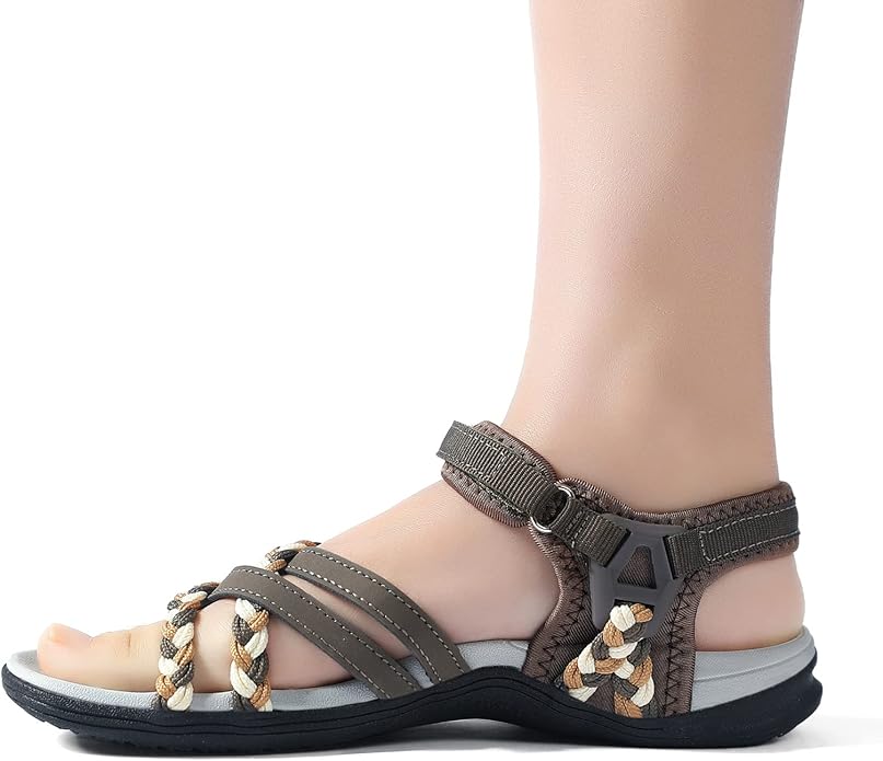 UBFEN Womens Hiking Comfort Sport Sandals Beach Vacation Camping Casual Sport Sandals with Adjustable Straps and Arch Support