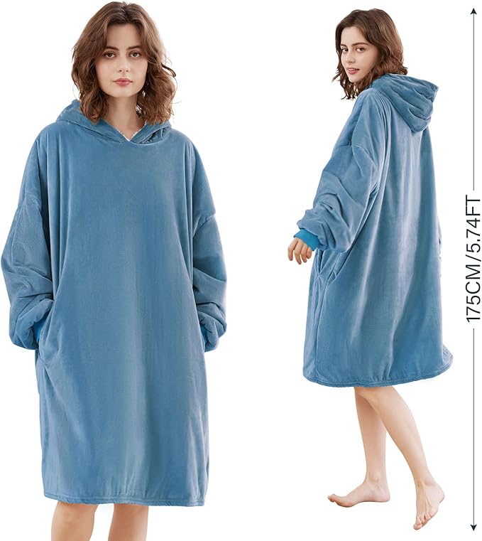 LetsFunny Blanket Hoodie,Oversized Wearable Sherpa Fleece Blanket Sweatshirt,Super Soft Warm Cozy with Giant Pocket,for Women Men Adults Teenagers Kids, One Size Fits All