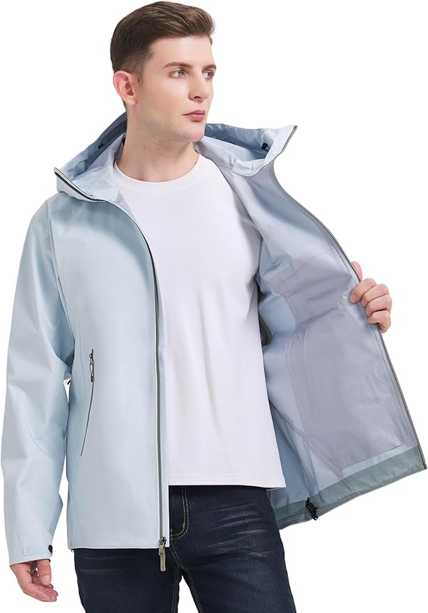 WICKHAM Men's High-performance Rain Jacket Outdoor Waterproof Windproof Coat fully Sealed Seams Shell for Expedition,Golf