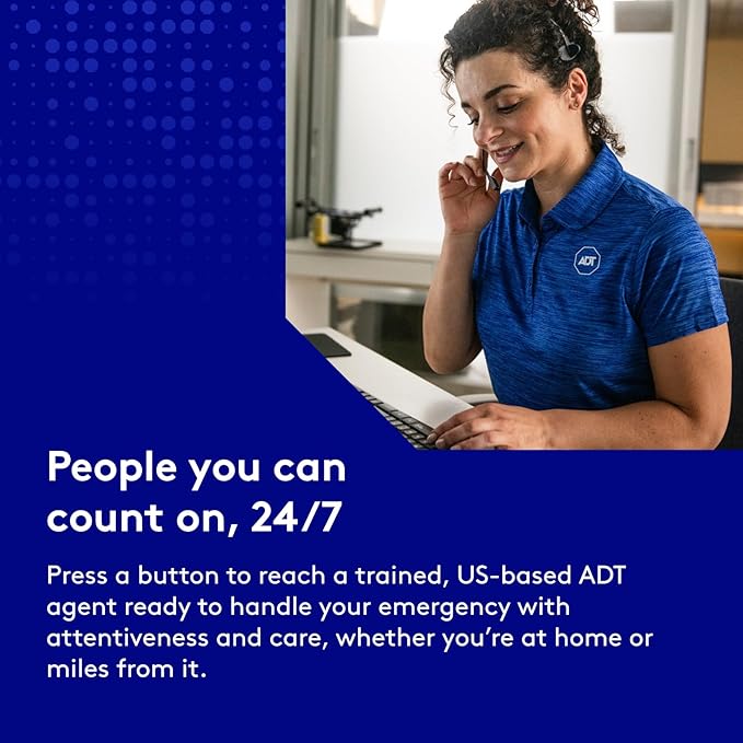 ADT - On-The-Go Mobile Medical Alert System for Seniors - GPS Capabilities, Included Waterproof Wearable Panic Button, 24/7 U.S. Based Monitoring (Black Wristband)