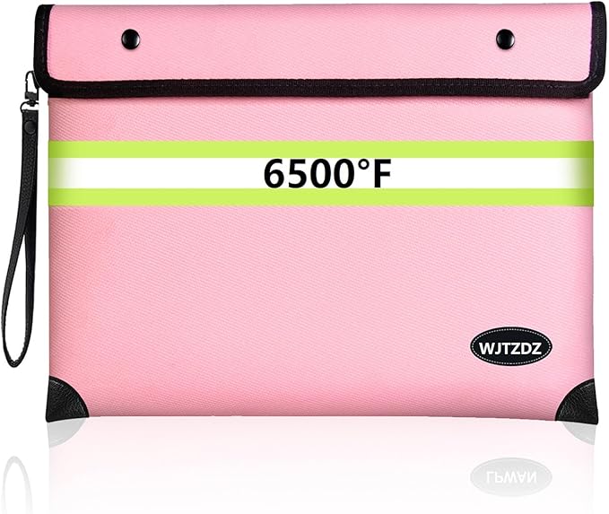 Upgraded Fireproof Money Bag, 10 Layers of Heat Insulated Materials, 6500F Fireproof, Waterproof Zipper, Reflective Strip, Document Bag with Handle for Cash, Important Documents