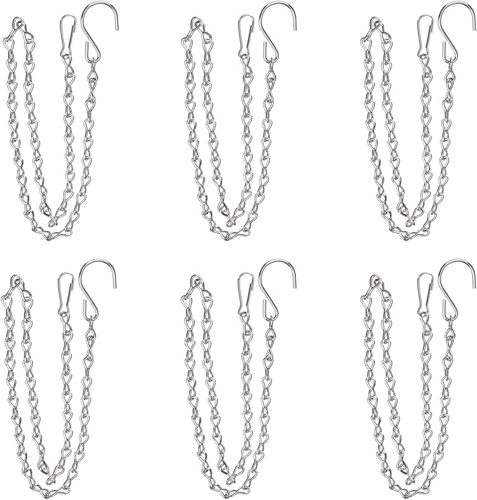 YINGFENG 6 Pack 19.7 Inch Silver Hanging Chain for Hanging Bird Feeders, Bird Houses, Planters, Baskets, Birdbaths, Lanterns, Wind Chimes, Billboards, Signs and Ornaments