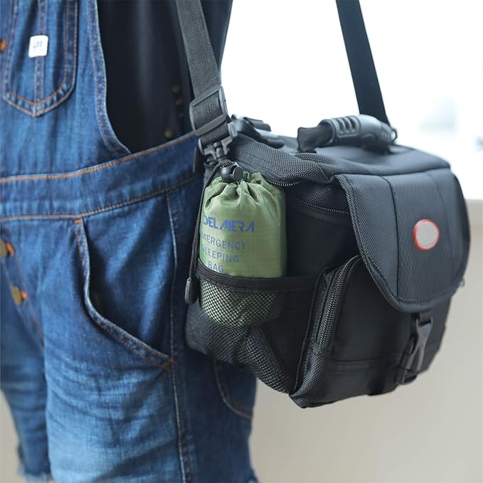 Delmera Emergency Sleeping Bag, Lightweight Survival Sleeping Bags Waterproof Thermal Emergency Blanket, Bivy Sack Survival Gear for Outdoor Adventure, Camping, Hiking, Orange, Green