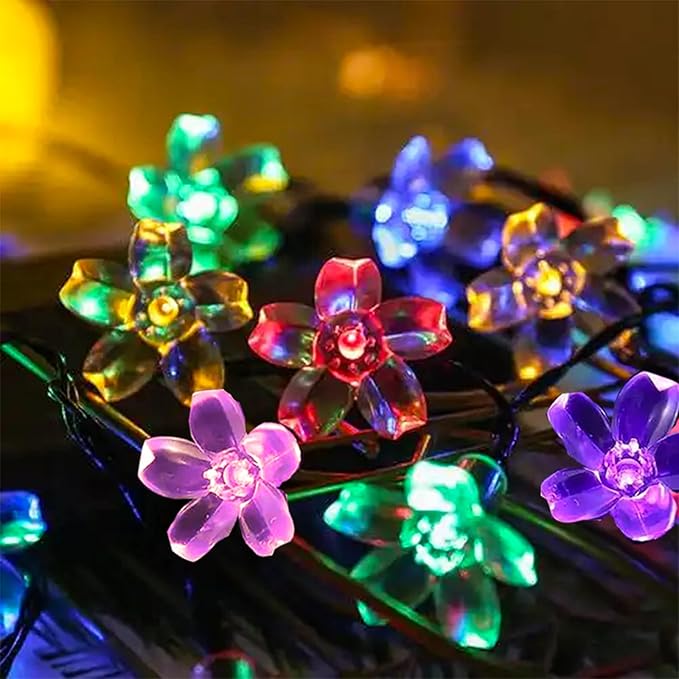 Battery Operated and USB Plug in Fairy Flower String Lights, 10ft 30 LED Cherry Blossom 8 Modes Timer Indoor Bedroom Party Wedding Garden Christmas Easter Tree Hanging Decorations (Multi Colored)
