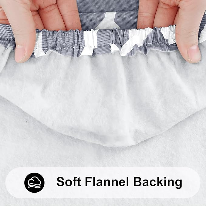 Smiry Rectangle Picnic Table Cover, Waterproof Elastic Fitted Camping Tablecloths for 6 Foot Tables, Wipeable Flannel Backed Vinyl Tablecloth Protector for Indoor, Outdoor (Grey, 36x72 Inches)