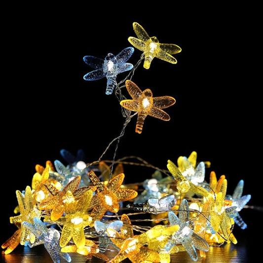 Dragonfly Decorative String Lights, 18.7 Ft 40 LED USB Plug-in Copper Wire Dragonfly Fairy Lights for Various Decoration Projects (Warm White, Remote Control with Timer)