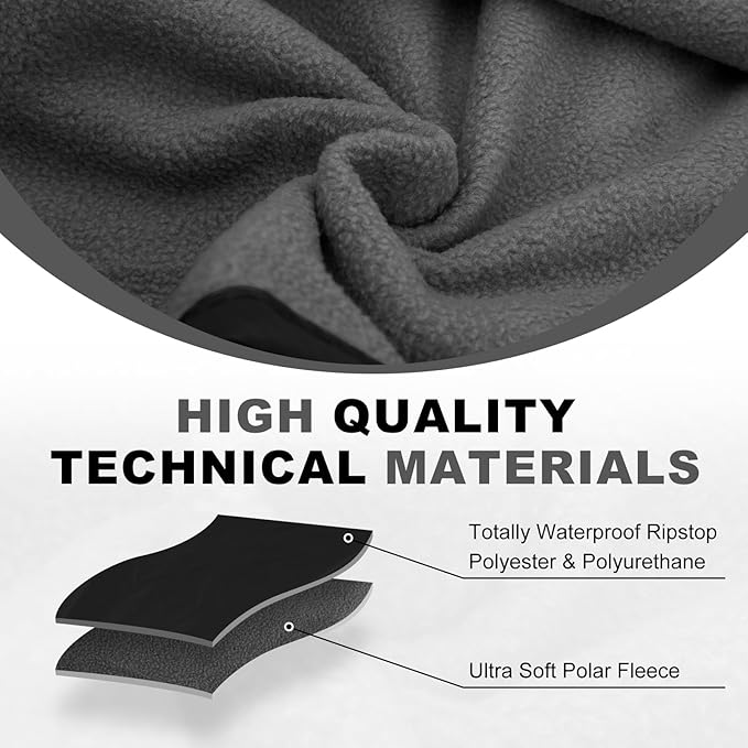 Fleece Waterproof Outdoor Blanket, Windproof Stadium Blanket for Camping, Picnics, and Sports Stay Dry and Comfortable 80"x58"