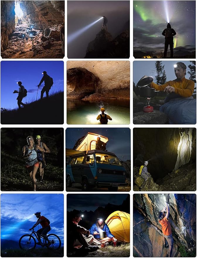 2 Packs LED Headlamps, Portable, Long Range, Rechargeable, High Lumen, Battery Powered