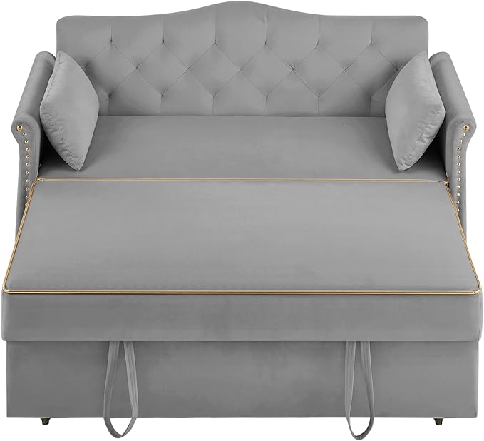65'' 3-in-1 Folding Sofa Bed – Queen Size Pullout, Modern Chenille Fabric, 360° Swivel Table, Easy Assembly – Perfect for Living Room