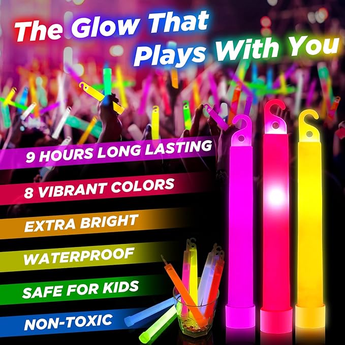 105 Pcs Glow Sticks - 4 inch Glow In the Dark Sticks Halloween Party Favors, Waterproof Glow Sticks Lights Bulk Party Pack for Kids with 9 Hours Duration, Party Favors Light Stick for Halloween Party