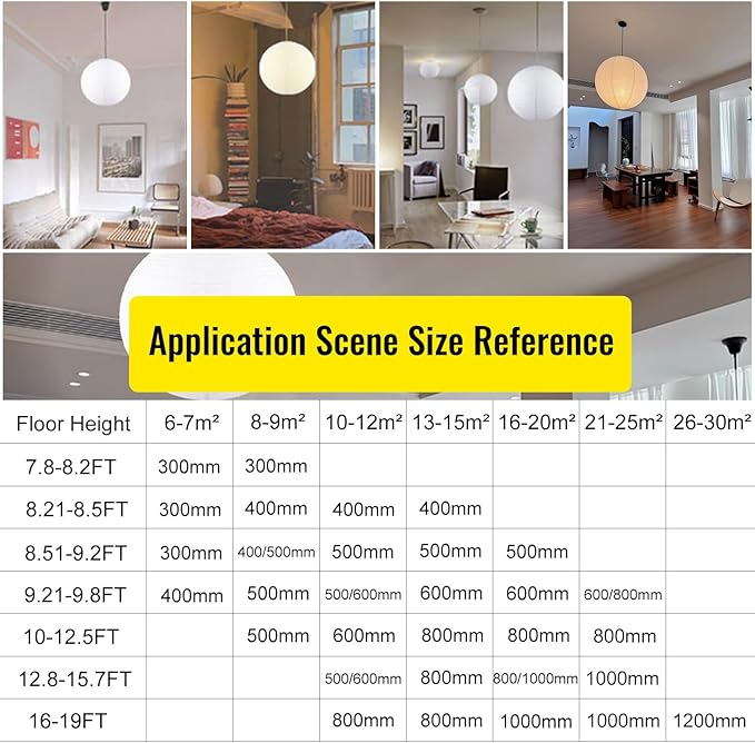 White Round Paper Lanterns, 15.75" Large Hanging Paper Lamp Shade, Chinese/Japanese Paper Lantern Pendant Light for Party Decoration, Home Decor Paper Ceiling Lampshade(2 Pack)