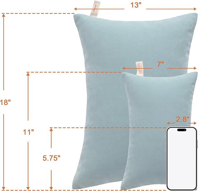NTBAY Tiny Pillows, Down Alternative 7"x11" Microfiber Mini Pillows for Travel, Pets, Soft Machine Washable Small Pillow for Neck, Wrist, Lumbar and Knee, Sea Green