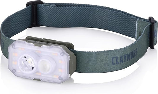 Claymore Heady+ (Khaki) - Rechargeable LED Headlamp Flashlight, Lightweight for Camping, Running, Hiking, Emergency & Industrial Use. Waterproof, USB-C Charging, Up to 70 Hours Battery Life.