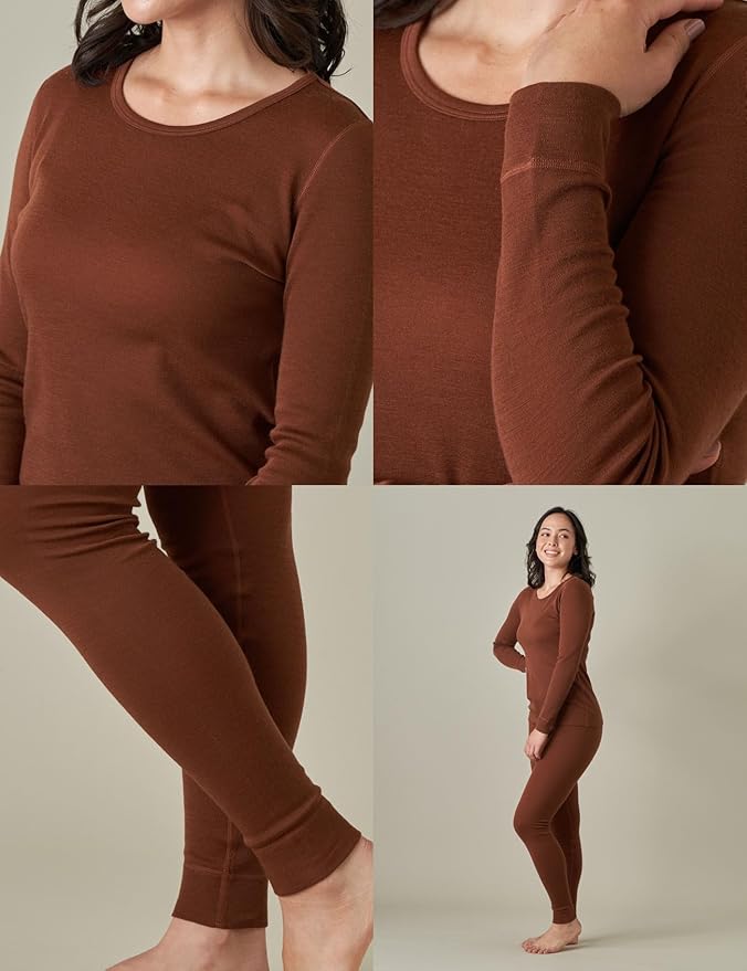 LAPASA Womens 100% Merino Wool Base Layer Set Lightweight & Midweight Thermal Underwear Long John Top & Bottom Warm L58/L91