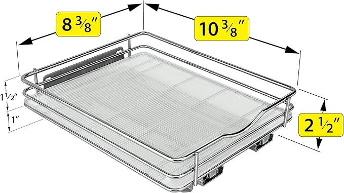 LYNK PROFESSIONAL® Pull Out Spice Rack Organizer for Inside Kitchen Cabinets - 8-1/4 inch Wide - Slide Out Drawer – Chrome Sliding Spice Cabinet Organization Shelf Racks - 1 Tier