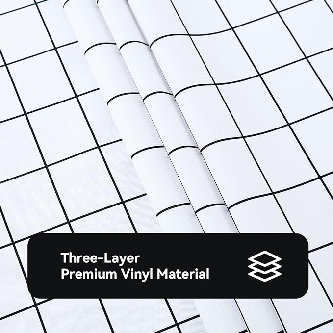 Romanstile Square Plastic Tablecloth, 100% Waterproof Oil-Proof Checkered PVC Table Cloths, Heavy Duty Vinyl Table Covers for Dining, Camping, Picnic, Outdoor - 54 x 54 Inch, White