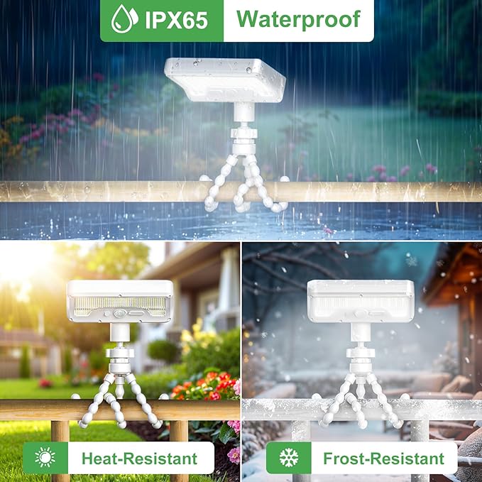 Tryme Solar Lights Outdoor with Motion Sensor, USB & Solar Powered, Adjustable Angle, 3 Modes, Octopus Stand, IP65 Waterproof Fence Lights for Garden, Gate (2 Pack)