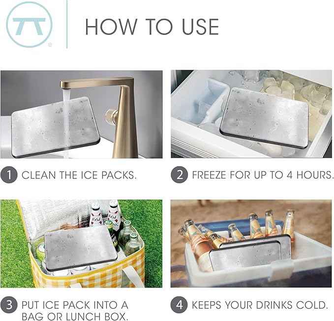 Outset Stainless Steel Ice Packs, Set of 2 Travel Ice Packs, 7” x 4.75” x 0.5”