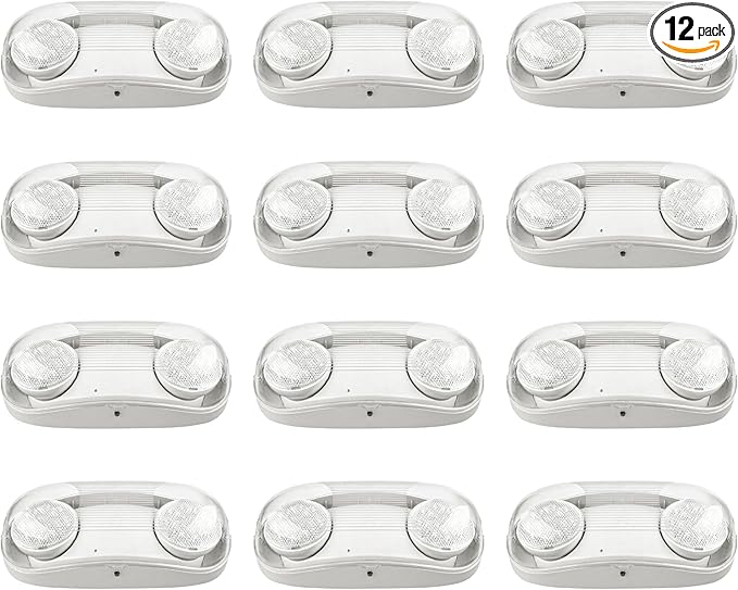 Outdoor Emergency Light with Battery Backup, Exterior Lights with Battery Backup, Wet Location, LED Egress Lights, Exterior Two Adjustable Heads Emergency Lighting Fixture,120/277V, UL Listed(12 Pack)