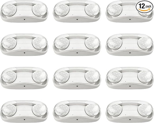 Outdoor Emergency Light with Battery Backup, Exterior Lights with Battery Backup, Wet Location, LED Egress Lights, Exterior Two Adjustable Heads Emergency Lighting Fixture,120/277V, UL Listed(12 Pack)