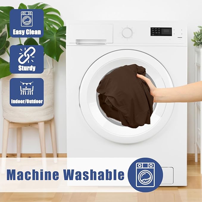 Spandex 6 Foot Rectangle Table Cloth 2 Pack, Elastic Fitted Tablecloths for Picnic, Stretch Washable Patio Table Cover for Outdoor, Camping, Banquet and Parties (Coffee, 30"x72")