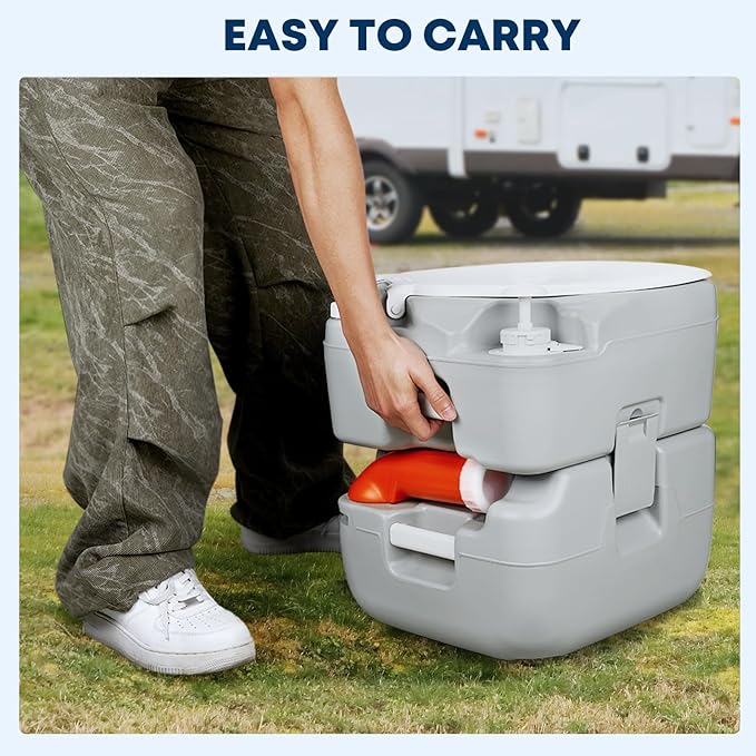 Kohree 5.8 Gal Camping Toilet: Portable Toilet for Adults with Diagonal Elongated Bowl Seat, Large Waste Tank, Leak-Proof Cassette with Level Indicator, RV Travel Porta Potty for Boat Trip Home Use