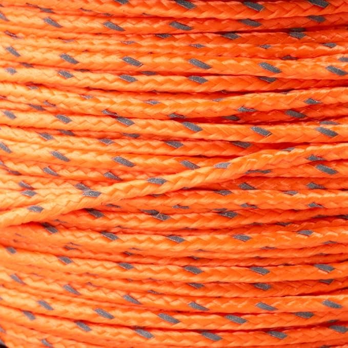 Paracord Planet Micro Paracord – Thin Braided Cord for Crafting, Fishing, and DIY Projects in 125 ft Spools – Reflective Neon Orange