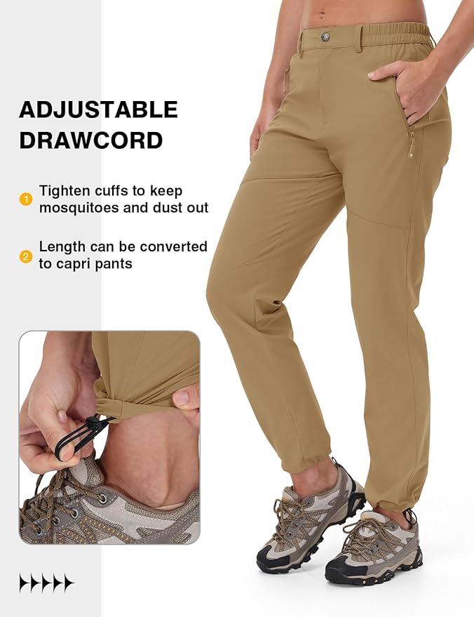 TBMPOY Women's Lightweight Hiking Pants Water Resistant Quick Dry Travel Work Outdoor Fishing Pants Zipper Pockets