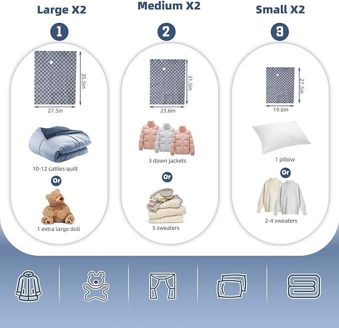 Vacuum Seal Bags for Clothing Travel w/Wireless Pump, Space Saver Vacuum Storage Organizer Bag for Luggage, Seal Compression Packing Bags for Clothes & Blankets 6 Pack (Compression bag)