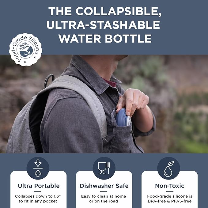 HYDAWAY 25oz Collapsible Water Bottle - BPA-Free, Leakproof, Lightweight, and Space-Saving - Perfect for Hiking, Travel, and All-Day Hydration