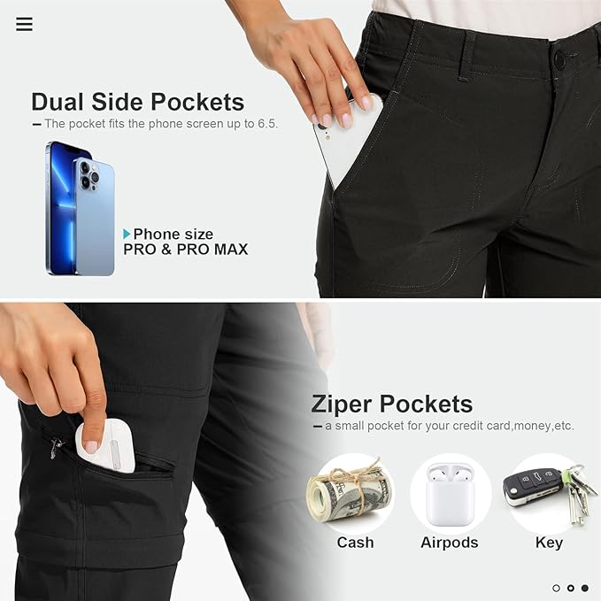 Women's Hiking Pants Convertible Zip Off Lightweight Quick Dry Outdoor Travel Camping Safari fising Pants