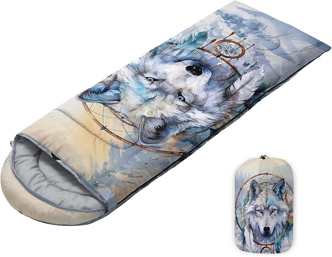 Sleeping Bags for Adults Youth Kids,3D Printing Camping Sleeping Bag for Girls Boys Lightweight Waterproof Cold/Warm Weather Sleeping Bag for 3 Seasons