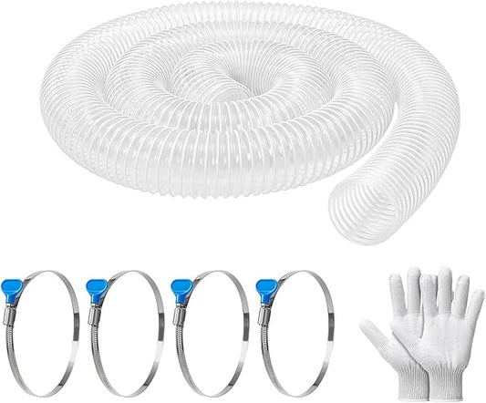 2 1/2" x 10' PVC Dust Collection Hose, Puncture-Resistant, Heavy-Duty Flexible Clear Fume Hose with Carbon Steel Wire Coil for Dust Collection Systems, Woodworking, Workshops