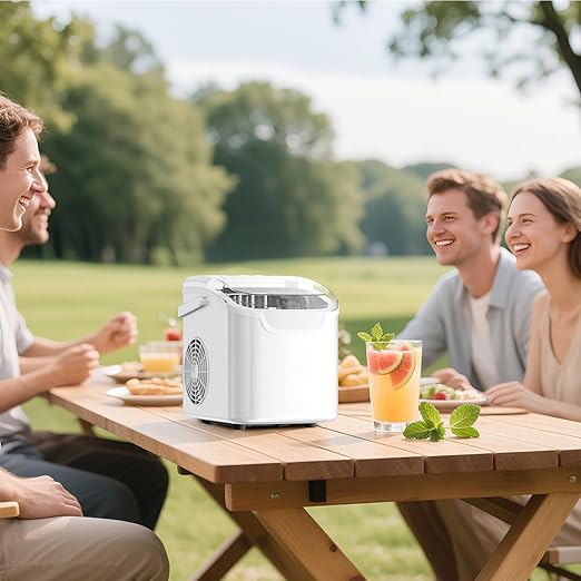 Portable Countertop Ice Maker – 26.5lbs Daily Ice Production, 8 Bullet Cubes in 6 Mins – Self-Cleaning, Selectable Ice Sizes & Touchscreen Display for Home/Office/Bar