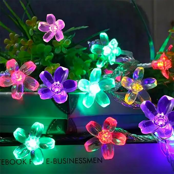 Battery Operated and USB Plug in Fairy Flower String Lights, 9.8 ft 30 LED Cherry Blossom 8 Modes Timer Indoor Bedroom Party Wedding Garden Christmas Easter Tree Hanging Decorations (Multi Color)