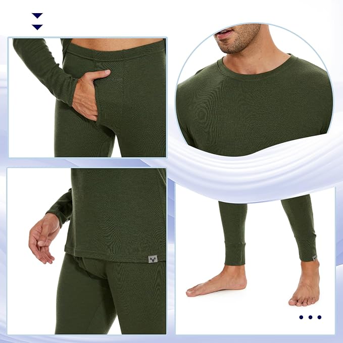 MERINNOVATION Merino Wool Base Layer Set for Men 100% Merino Wool Thermal Underwear Long Sleeve